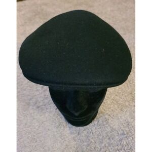 Men's Black 100% Wool Italian Style Flat Cap Large By HB Hats In The Belfry